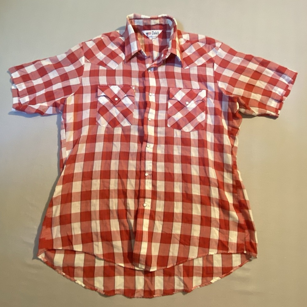 VTG Dales Pearl-Snap Button Shirt Red/White ?M? See Photos/Measurements Light